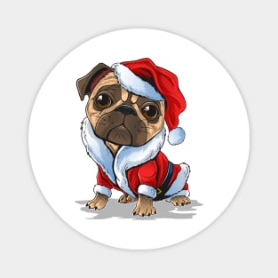 Cute Christmas Pug Santa Suit Magnet